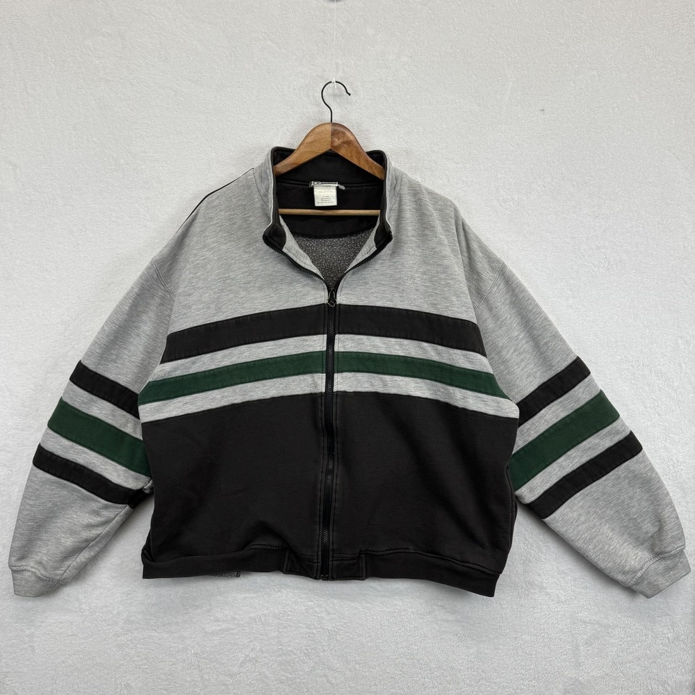 Vintage Discus Athletic Jacket Mens 2XL‎ Gray Black Green Full Zip Track 90s